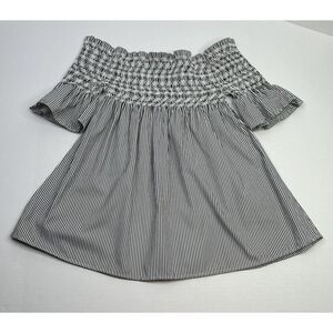 Romeo & Juliet Couture Off the Shoulder Blouse Women's Small Striped Smocked